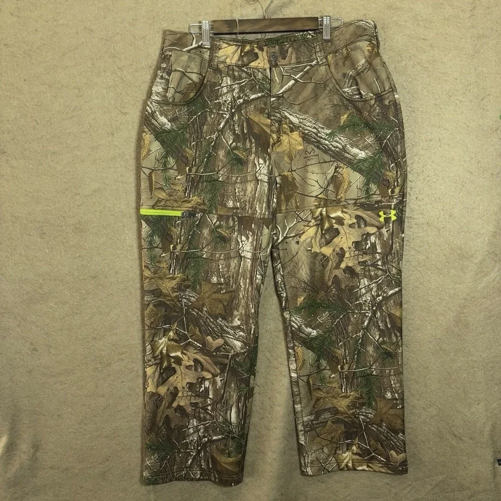 Under Armour Scent Control Realtree Hunting Pants Mens 2XL Camo‎ Fleece Lined